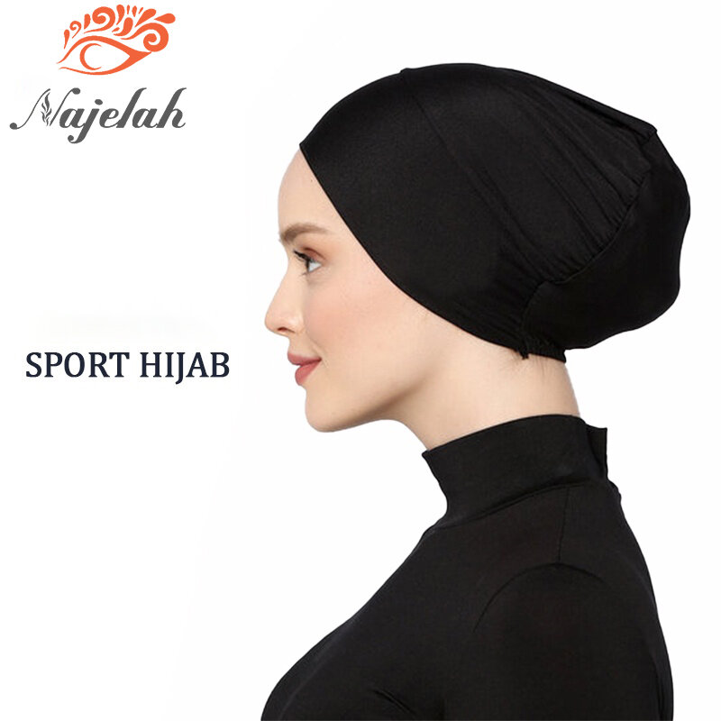Islamski Sport modalne satynowe hidżab Undercap Abaya Hijabs dla kobiety muzułmańskie Abayas Jersey turbany Turban natychmiastowy chusta na głowę kobiety Cap