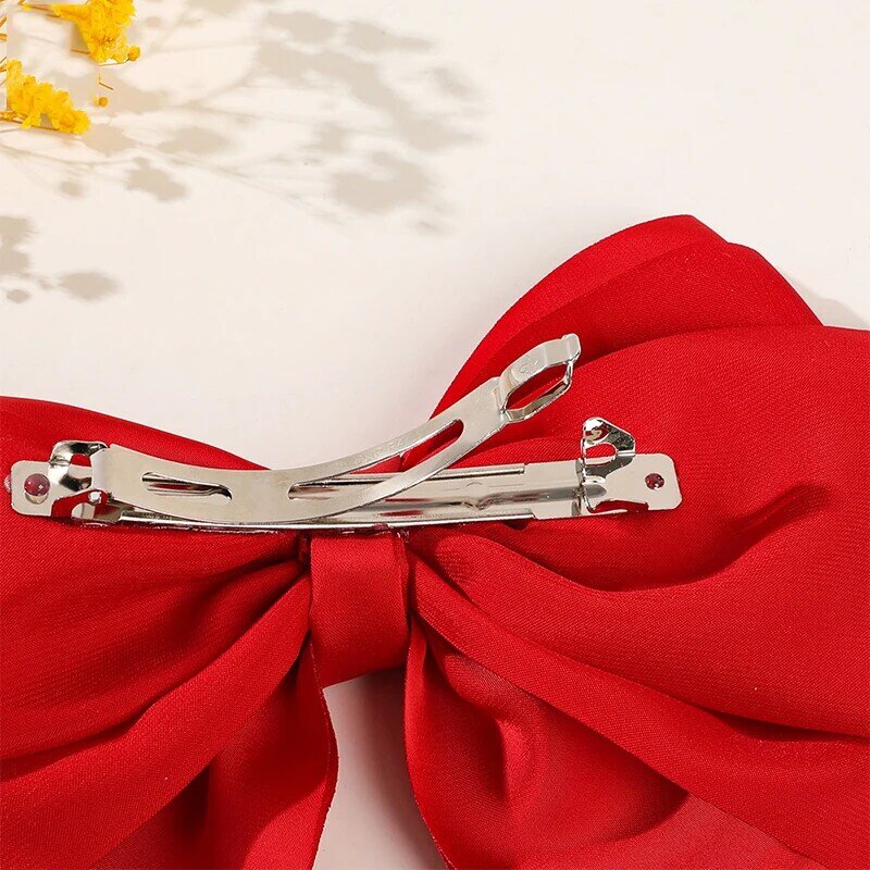 Sweet Bow Hairpins Solid Bowknot Hair Clips For Girls Satin Butterfly Barrettes Multi Layer Bow Ponytail Clip Hair Accessories