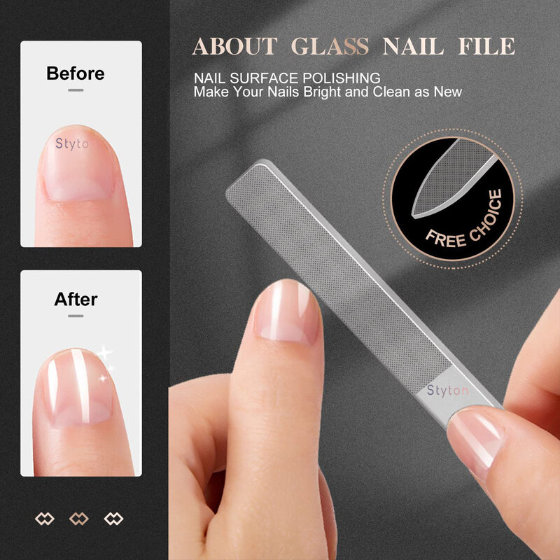 Styton-limas de vidrio Nano para uñas, limas de pulido profesional, equipo de pulido de uñas transparente, herramientas de arte de manicura
