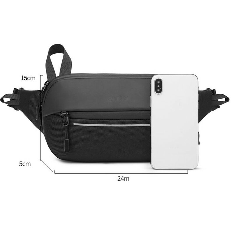 Waterproof Men's Fanny Pack Multi-functional Chest Bag Simple Fashionable Shoulder Bag Sports Expandable Messenger Bag
