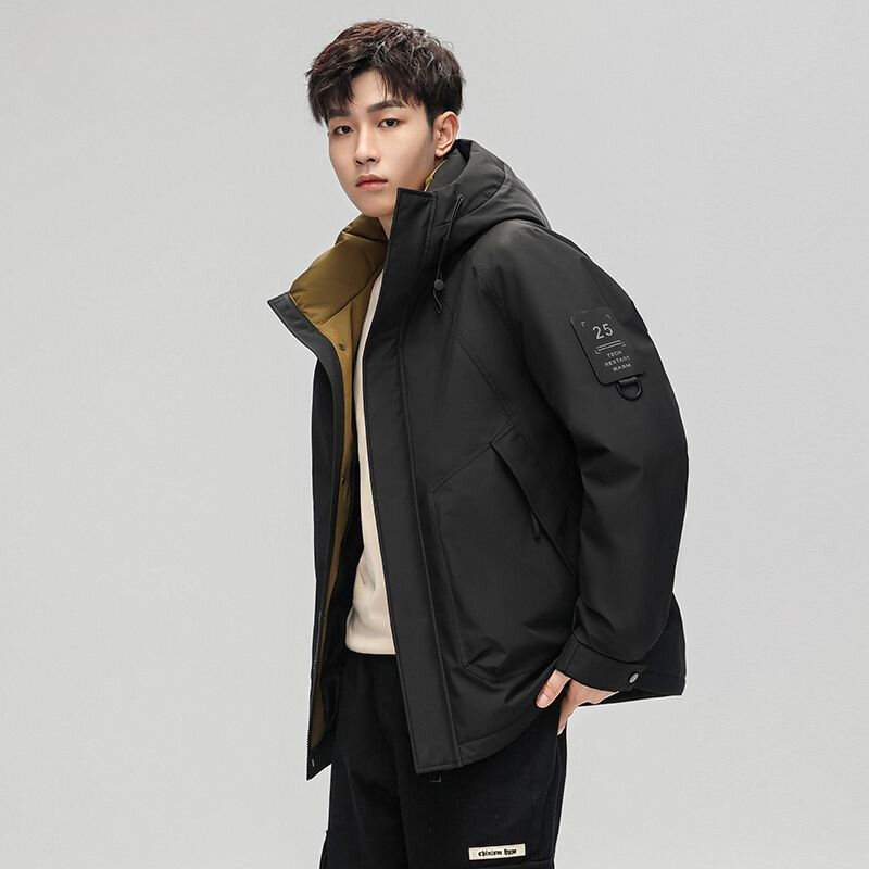 2023 New Men Winter White Duck Down Coat Thick Warm Hooded Stand  Collar Male Windproof Jacket Autumn Work Outwearing Parkas B57