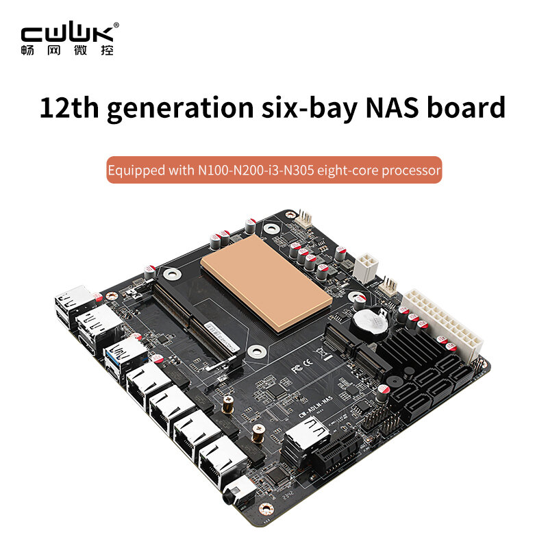 Cwwk N100/I3-N305 Zes-Bay Nas Monster Board/4x 2.5G/6x Sata3.0/2x M.2 Nvme/115x Radiator Itx Bord Type Moederbord