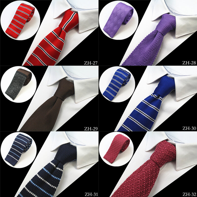 5.5CM Men's Cotton Knit Striped Necktie for Office Business Wedding Formal Occasions Fashion Slim Bottom flat Tie