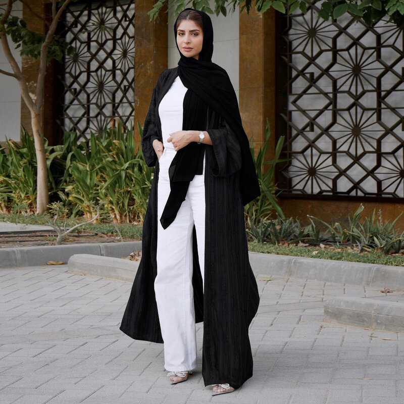 Áo Dây Femme Musulmane Trung Đông Quốc Gia Phong Cách Retro Cardigan Thời Trang Hàng Đầu Dệt Kim Phối Ả Rập Saudi Phong Cách Abaya Dubai