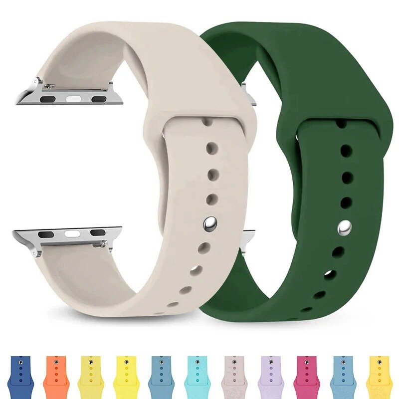 strap For Apple Watch bands 40mm 44mm 49mm 45mm 41mm 38mm 42mm Silicone belt bracelet iWatch series se 9 8 7 6 5 3 ultra 2 band