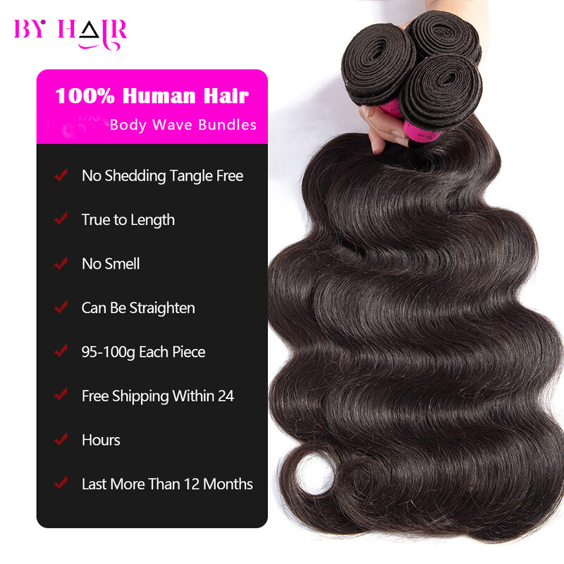Extensões do cabelo humano da onda do corpo, pacotes indianos crus grossos do cabelo, trama dobro, 100% Remy, 36 ", 38", 40 ", 1 PC, 3 PCes, 4 PCes