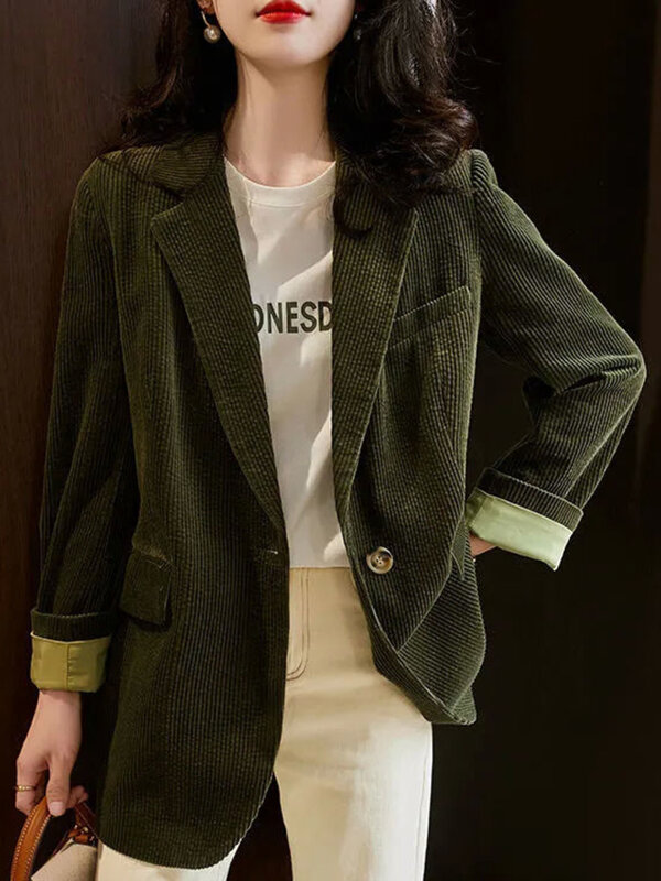 Women's Blazer Elegant Casual Fashion All-match Business Long Sleeve Basic Chic Office Lady Solid Color Outerwear Blazers