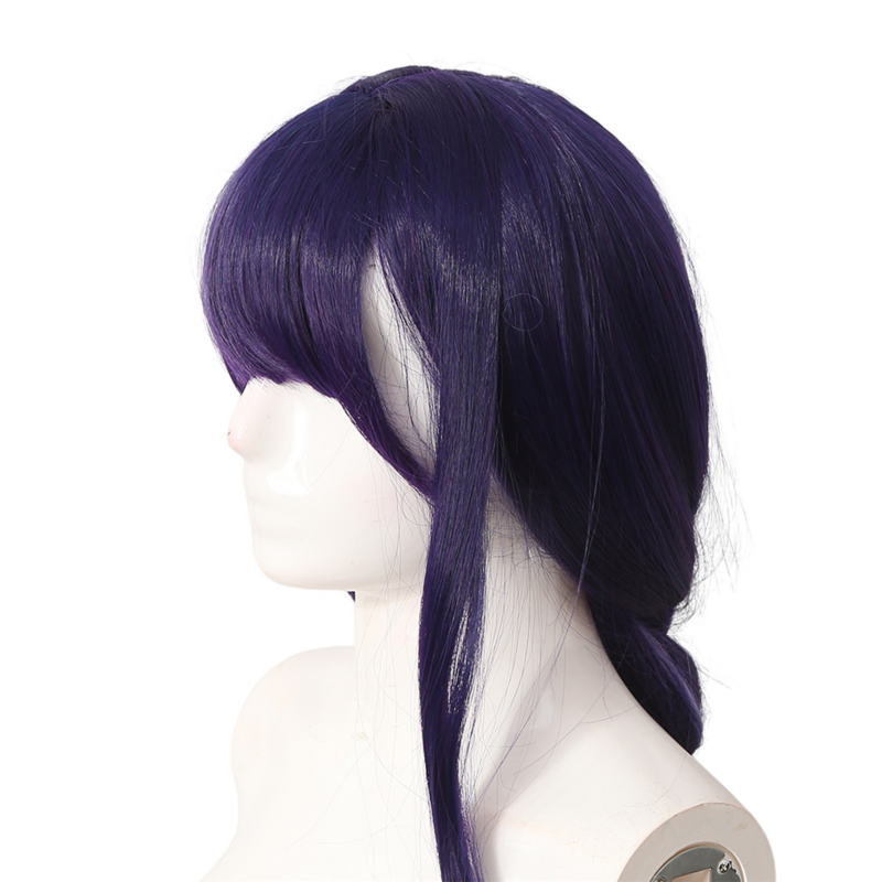 Genshin-Perruque générale violette Raiden, perruque tressée, perruque de cuir chevelu simulée, perruque cancers pour cosplay, fête d'Halloween