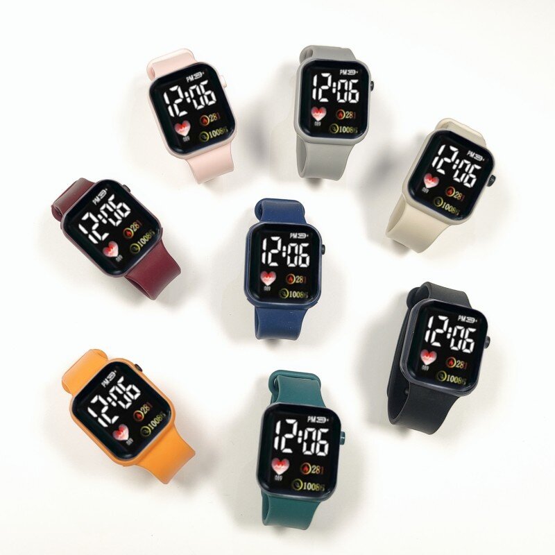 Impermeável LED Electronic Rainbow Square Watch, Digital Outdoor Sport Relógios de pulso, Universal Digital Display Relógios de pulso para estudante e casal