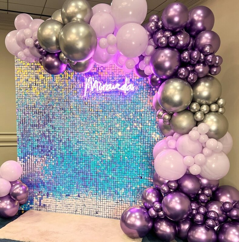Panel de lentejuelas cuadradas de 12 piezas y 30cm, pegatina de pared con purpurina, decoración de fondo para fiesta de cumpleaños, cortina para decoración de eventos de boda