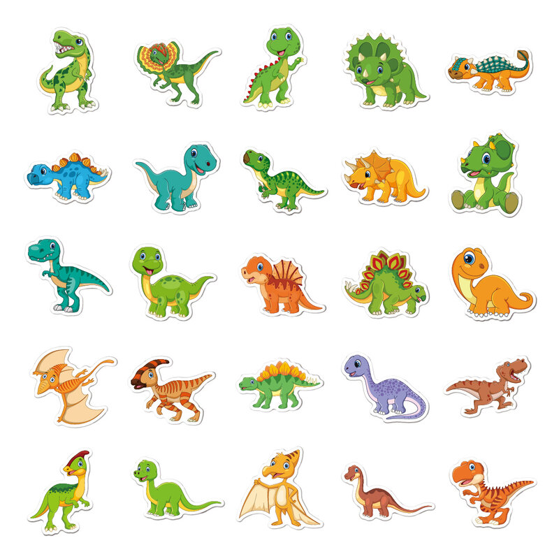 50 قطعة/الحزمة ديناصور الطفل الكرتون الإبداع لطيف للأطفال محمول كأس الماء الغيتار لوحة سكيت خوذة ملصقات