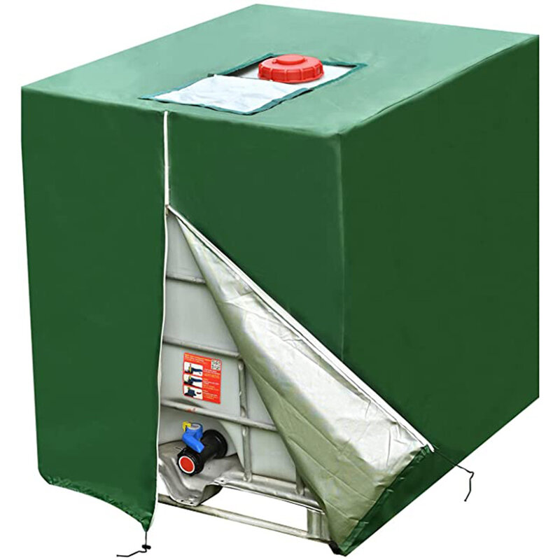 جديد الأخضر 1000L IBC خزان غطاء حاوية الألومنيوم غطاء مقاوم للماء والغبار خزان مياه الأمطار أكسفورد القماش UV غطاء للحماية