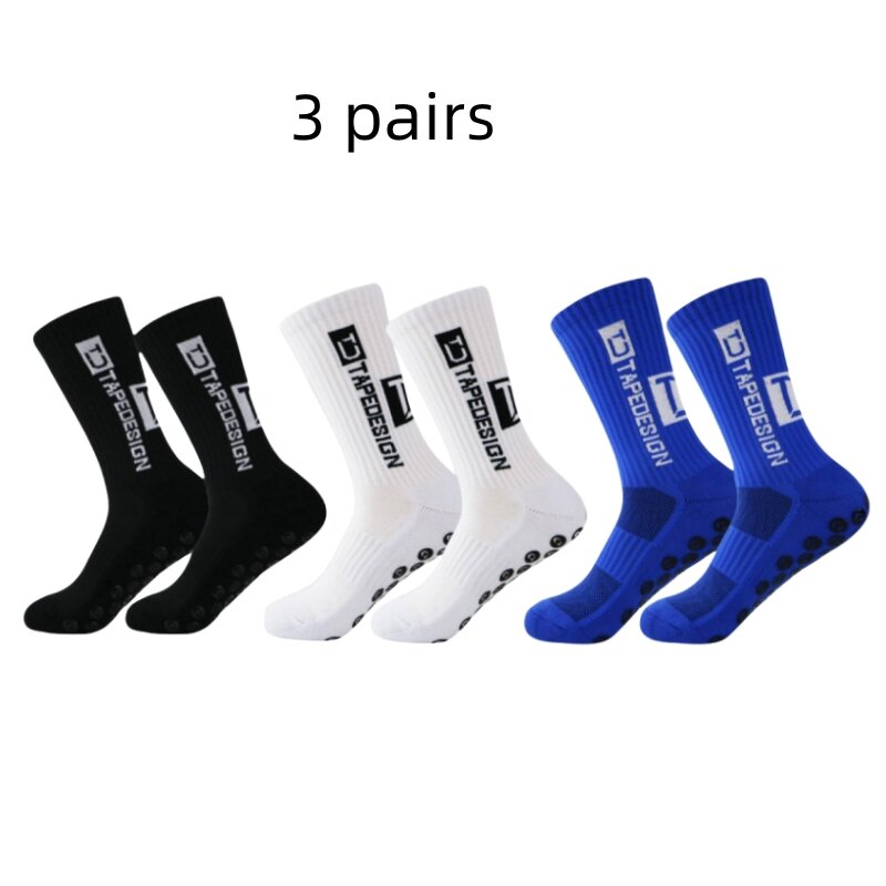 3 Pairs New Anti Slip Outdoor Football Socks For Men's Sports Grip Football Socks 39-45