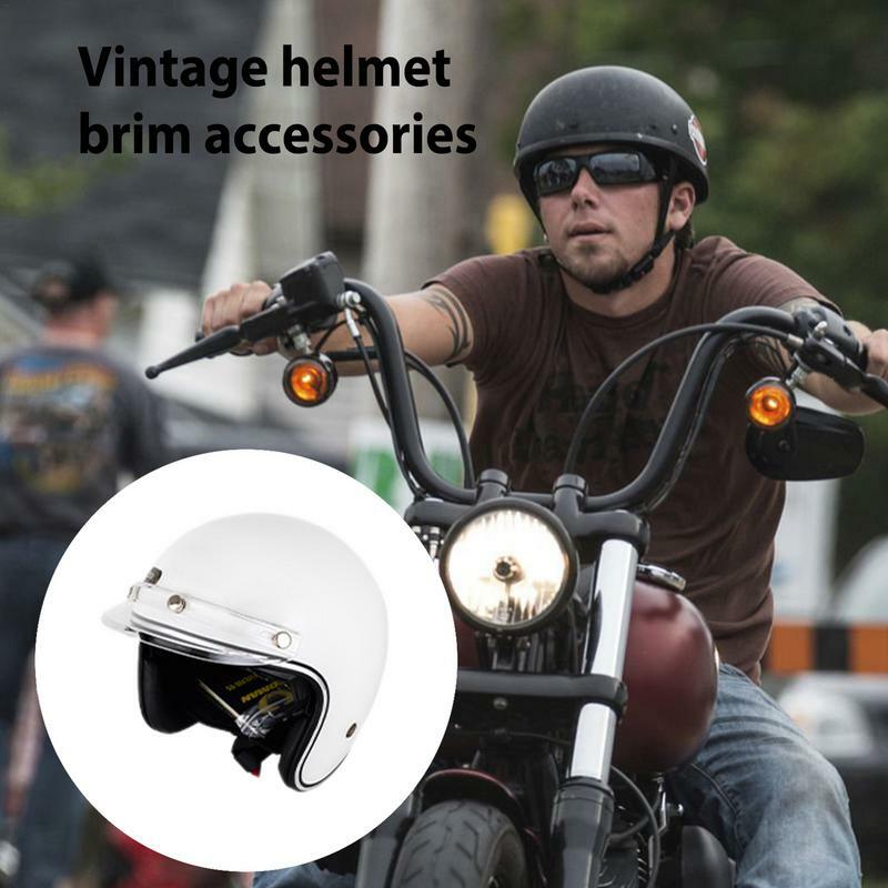 Estilo vintage motocicleta meia face escudo, três-clip design capacetes, viseira, fácil instalação, acessórios para motocross