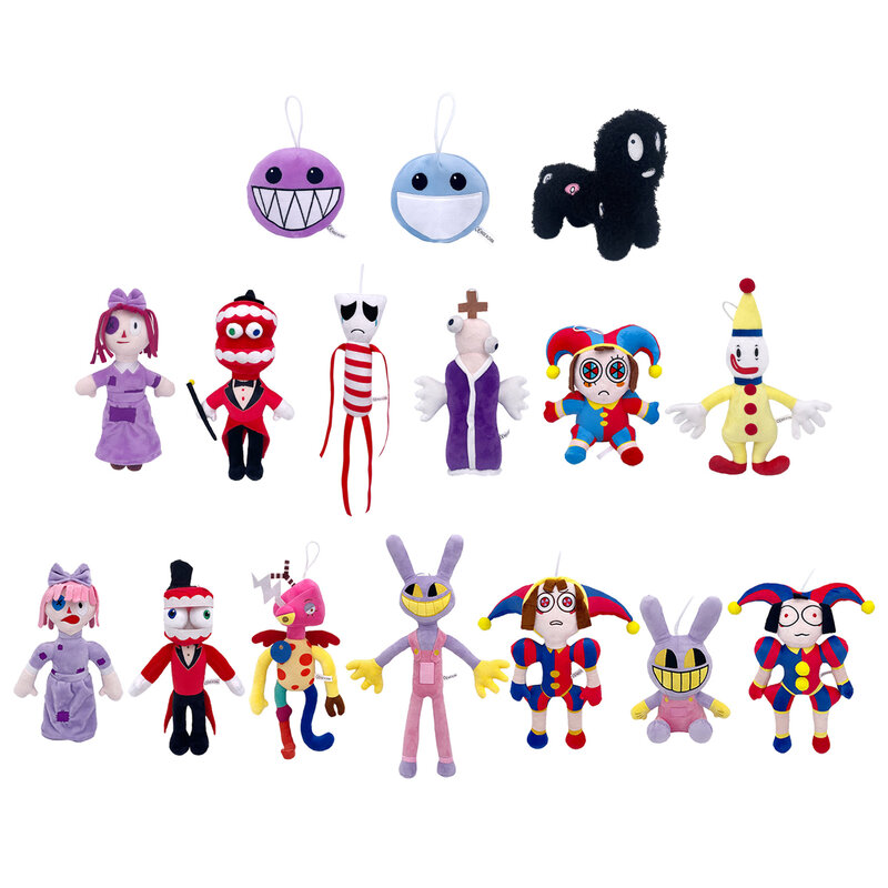 놀라운 디지털 서커스 봉제 인형, Pomni 및 Jax 봉제 인형 장난감, 어린이 크리스마스, 귀여운 인형 동물 생일