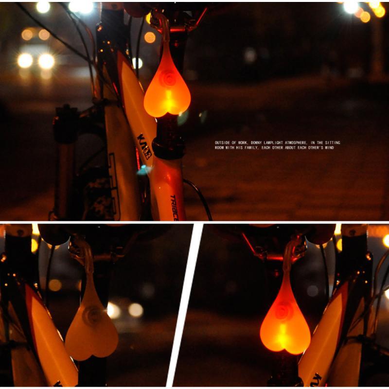 Lampu Belakang Bersepeda Belakang Silikon Fleksibel Peringatan Sepeda Lampu Testis Telur Hati LED Lampu Ekor Bola Sepeda Keselamatan Dekoratif