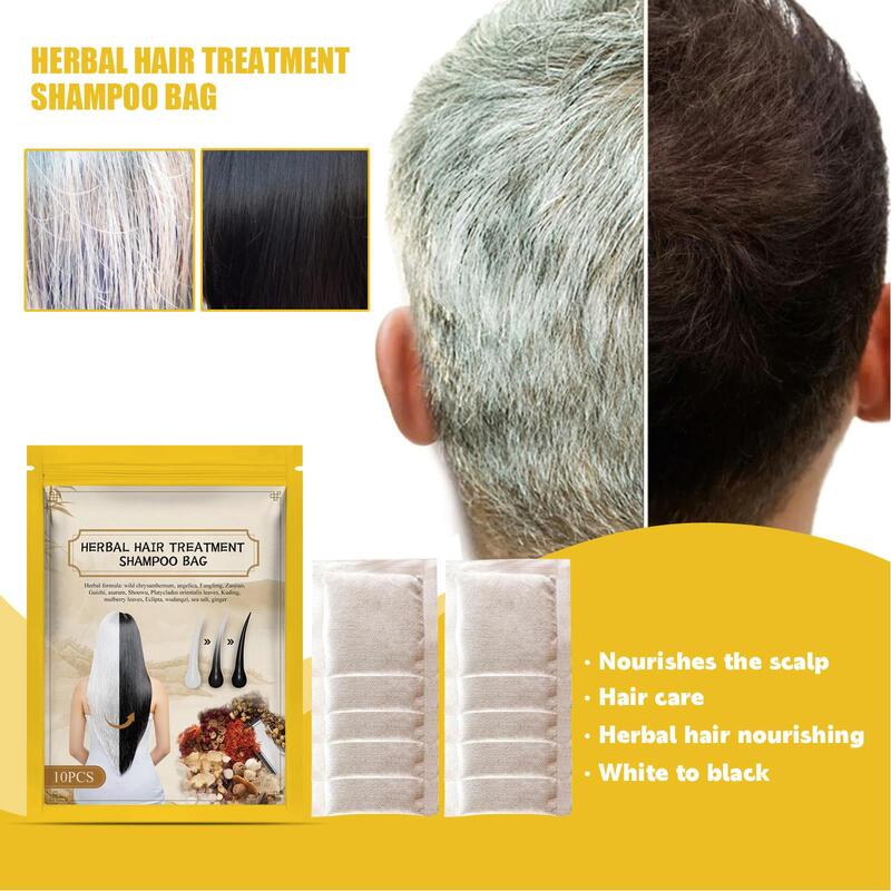 Bolsa de champú para colorear el cabello a base de hierbas, hidratante y fortalecedor, reparación del cuero cabelludo para el cuidado diario