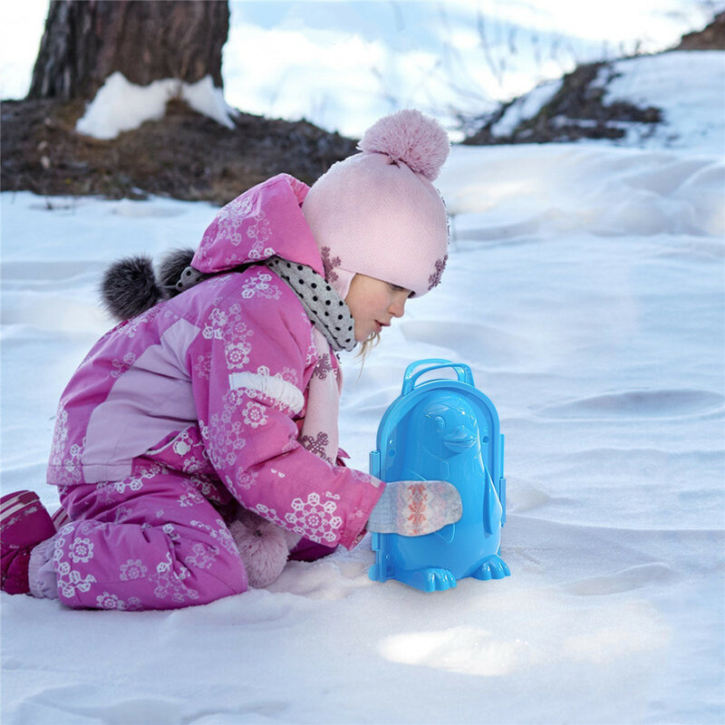 เครื่องทำลูกบอลหิมะรูปสัตว์รูปนกเพนกวินตุ๊กตาหิมะสำหรับเด็กของเล่นกลางแจ้งคลิปหนีบกระรอกกระต่ายแมว