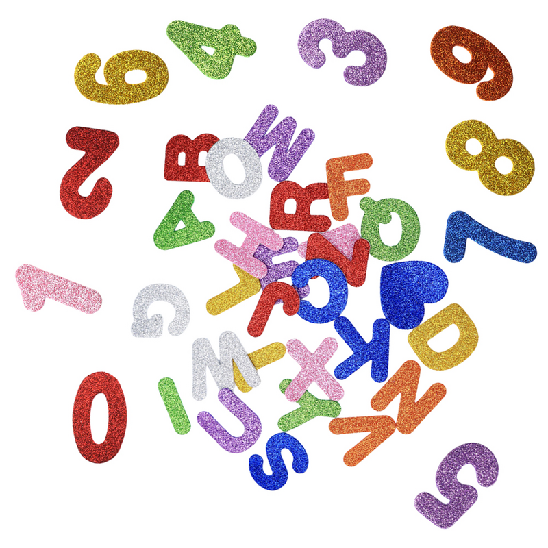 2 paczki małych litera alfabetu pianek naklejki świecidełka zapasy rzemieślnicze naklejek
