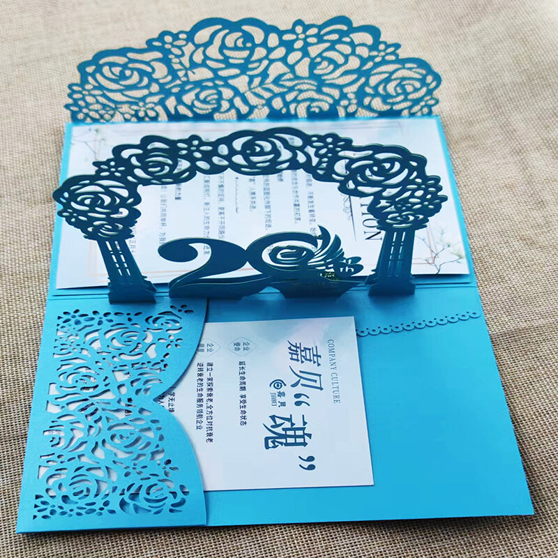 結婚式の招待状,新しい創造的な誕生日のための3D装飾のための木製の紙のシートピース/ロット18x13cm