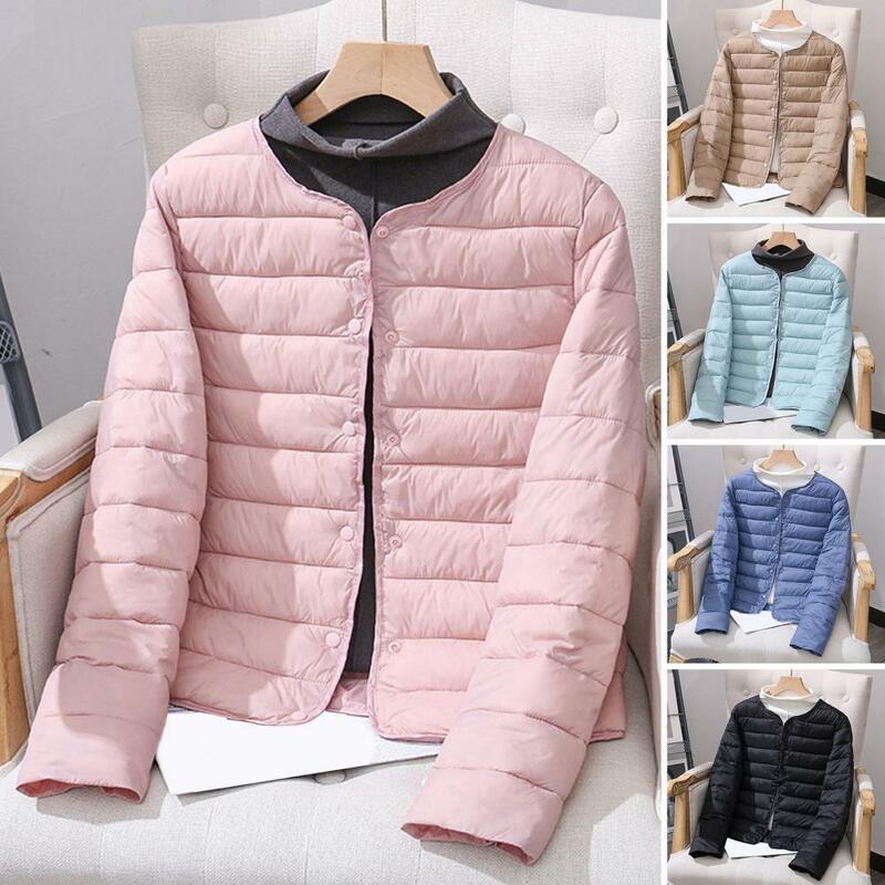 Lightweight Cotton Jacket Women's Winter Cotton Jacket Padded Long Sleeve Cardigan Single-breasted Down Coat for Cold Resistance