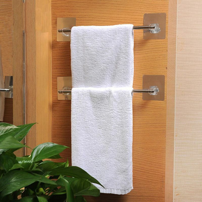 Self Adhesive Towel Holder Single Towel Bar Wall Hanging Storage Rack Durable