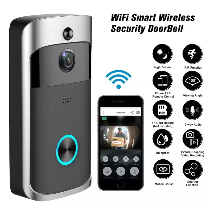 New 720P HD Smart Home Wireless WIFI doorbell Camera Security Video Intercom IR Night Vision AC Battery Operated House Doorbell