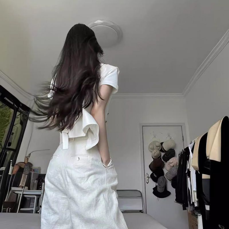 Chaleco de dos piezas con textura blanca para mujer, traje minimalista de gama alta, pantalones de primavera y otoño, novedad de 2024