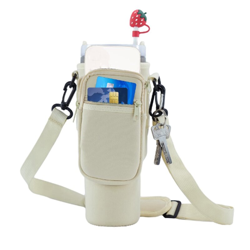 Isolado Cup Water Bottle Carry Bag, telefone bolso, alça, fácil de usar