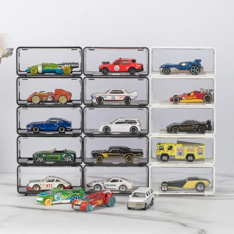Caja de exhibición de coche modelo fundido a presión, 1 caja de almacenamiento de piezas de alto grado con sujetadores para ruedas calientes MiniGT (sin coche), 1/64