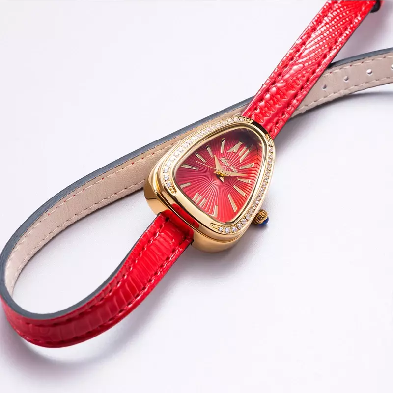 Horloge Voor Vrouwen Luxe Gouden Snake Head Ontwerp Green Dial Quartz Dames Horloges Mode Dames Horloge W/ Bling Diamond reloj