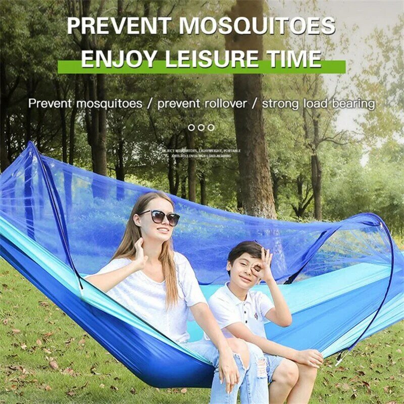 Hamaca de apertura rápida para exteriores con mosquitera para 1-2 personas, tienda de campaña para patio trasero, hamaca ultraligera antimosquitos para acampar