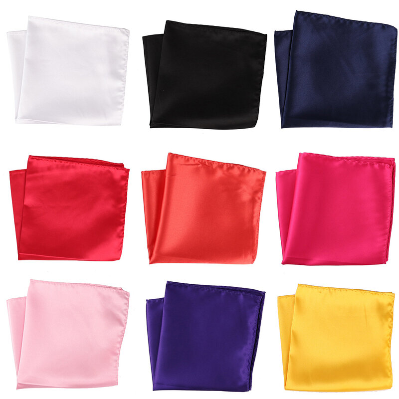 Tailor Smith 30x30cm Solid Colors Hankerchief Pocket Squares 31Colors Luxury Mens Silk Touch Soft Hankies Chest Towel
