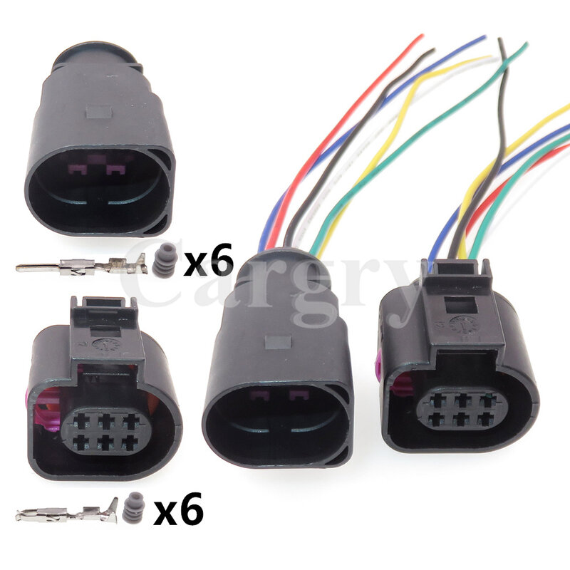 Conector eléctrico impermeable para coche VW, Sensor de posición del acelerador automotriz, enchufe de cable, 6P, 3B0973813, 1J0973713, 1 Juego