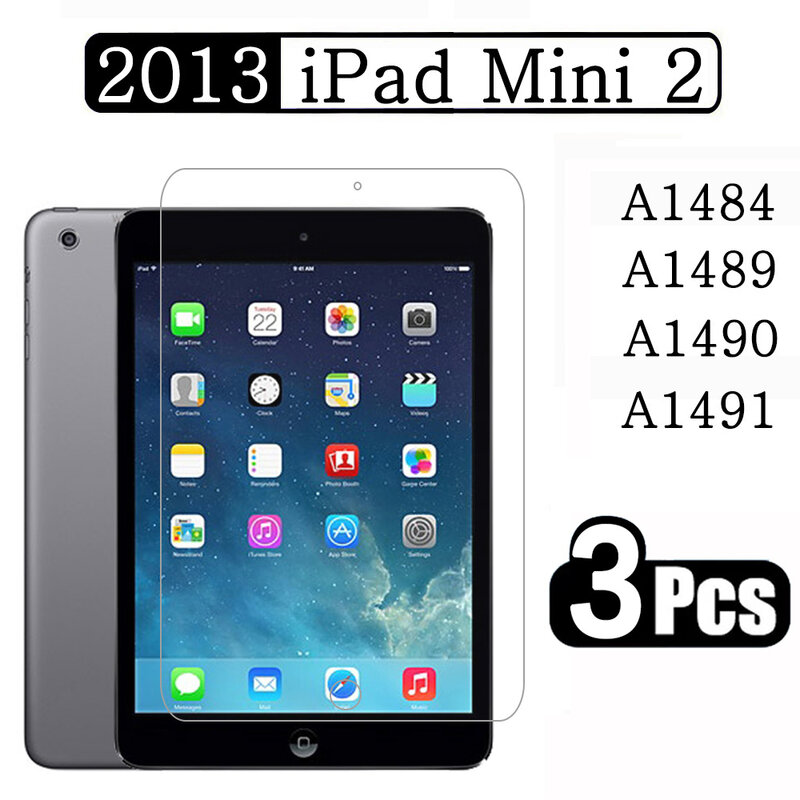 Filme protetor de tela anti-risco para tablet, vidro temperado para Apple iPad Mini 2, 2013, 7.9, A1484, A1489, A1490, A1491, 3 Pack