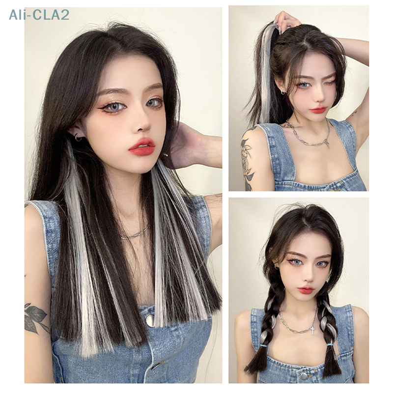 60cm Hair Extension Clip In Hairpiece Long Straight Hanging Ear Wig Clip Synthetic Hair Extensions Accessories Hairpiece Hairpin