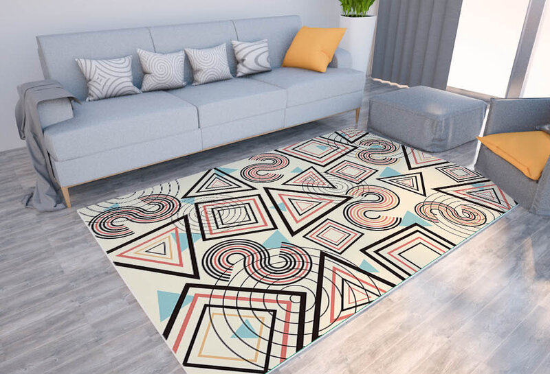 Modern geometric print carpet home living room sofa decorative floor mat bedroom room soft large area carpet non-slip