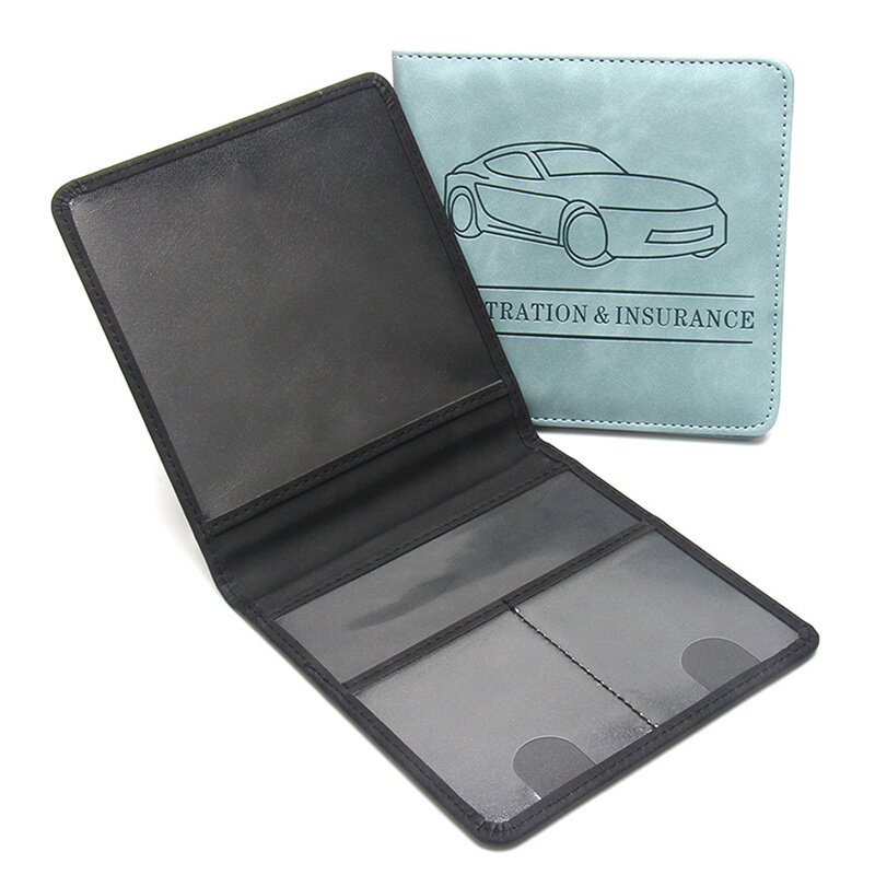 Car Registration,Driver's License and Insurance Card Holder - Leather Vehicle Glove Box Automobile Documents Paperwork Organizer