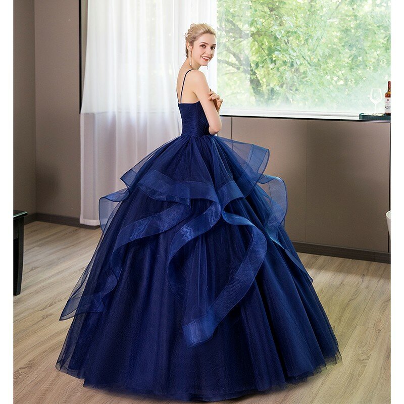 Royal Blue Quinceanera Dresses Ruffles Sweetheart Spaghetti Straps Sweet 15 Girls Princess Dress Vestidos De Quinseanera