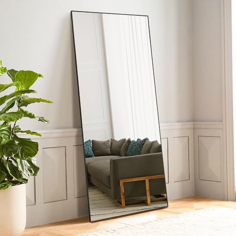 ENJOYBASICS 71"x32" Full Length Mirror with Stand, Large Full Size Body Mirror Hanging or Leaning Against Wall, Aluminum Alloy