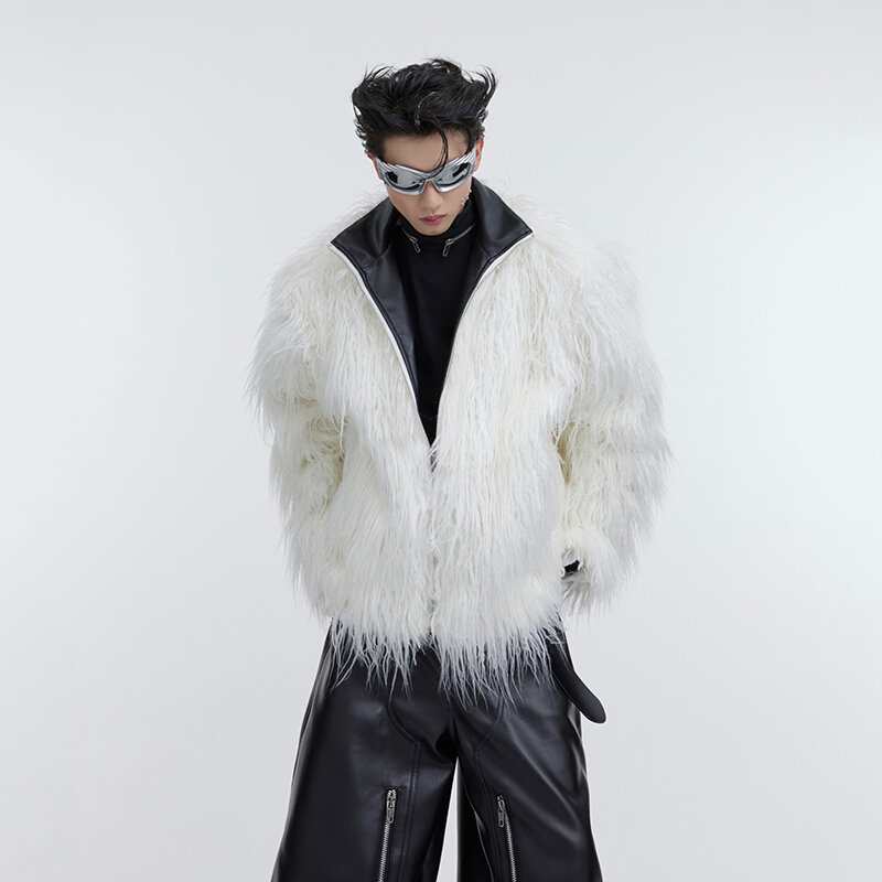 Iefb-Jaquetas de couro de pele falsa masculina, casaco espesso anti-Sable, roupas de algodão, tendência masculina, outono, inverno, novo, 9C3054