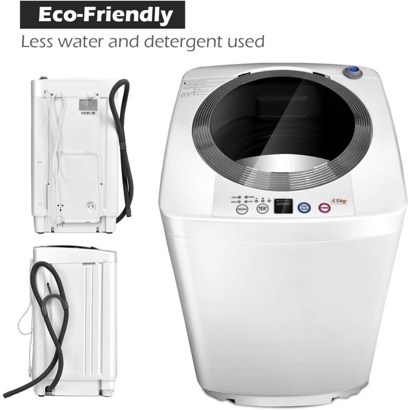 Machine à laver portative compacte entièrement automatique, essoreur de chlore, pompe de vidange intégrée, capacité de 8 lb