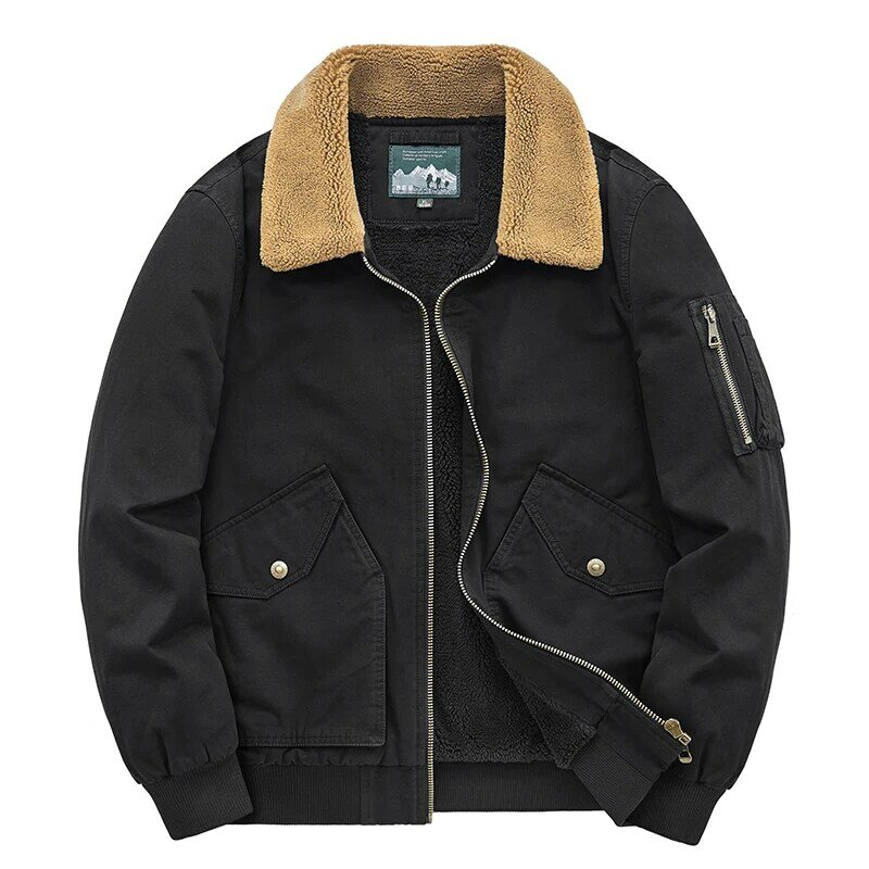 Inverno masculino jaqueta de bombardeiro tendência moda ao ar livre de veludo grosso jaqueta de algodão casual fino quente jaqueta masculina roupas