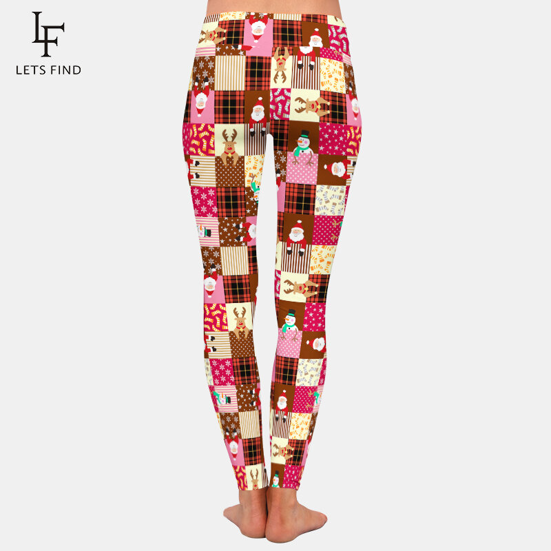 LETSFIND-Pantalones elásticos de cintura alta para mujer, mallas completas con estampado de ilustración de imagen navideña en 3D, pantalones de Fitness, invierno, nuevo
