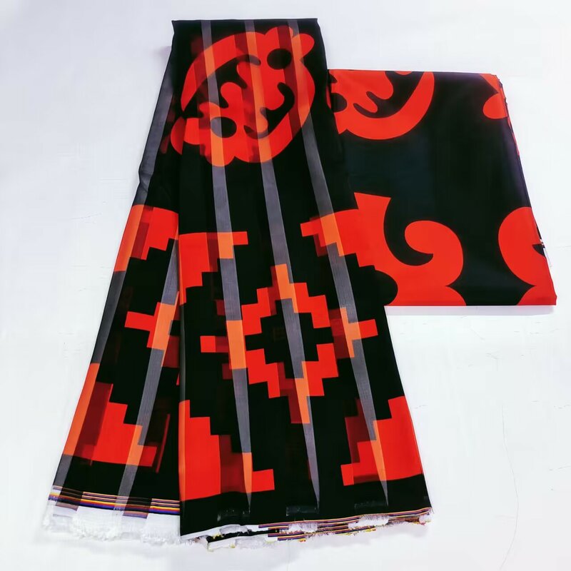 2023 новый дизайн, африканская ткань, 6 ярдов, атласная шелковая ткань из органзы, Высококачественная атласная ткань с принтом для женского платья.