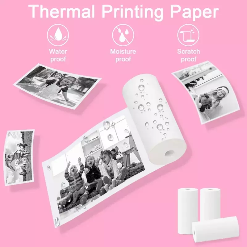 Papeles térmicos para cámara de impresión, papel de impresión impermeable, No pegajoso, Mini impresora fotográfica de bolsillo, caja registradora, 10 piezas