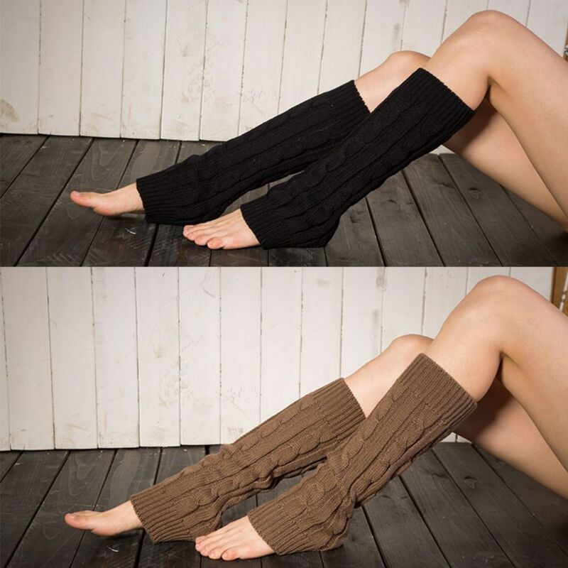 Leggings térmicos de lã peludo, malha Leg Warmers, meias longas, meias quentes