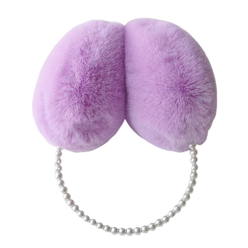 Cute Plush Warm Earmuffs Girls Faux Pearls Winter Outdoor Ear Warmer Soft Furry Ear Covers