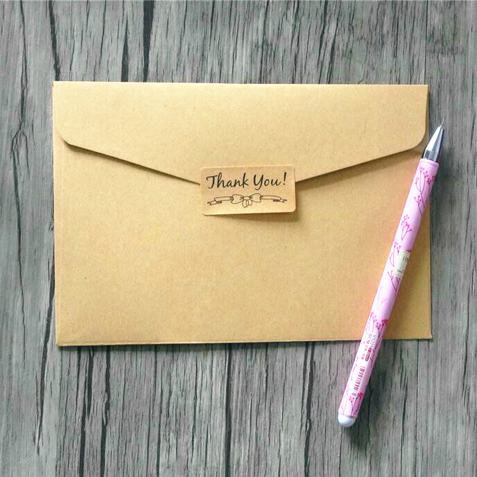 120pcs/pack Bow Pattern Scrapbooking Kraft Paper Thank You Gift Packaging Decorate Stickers