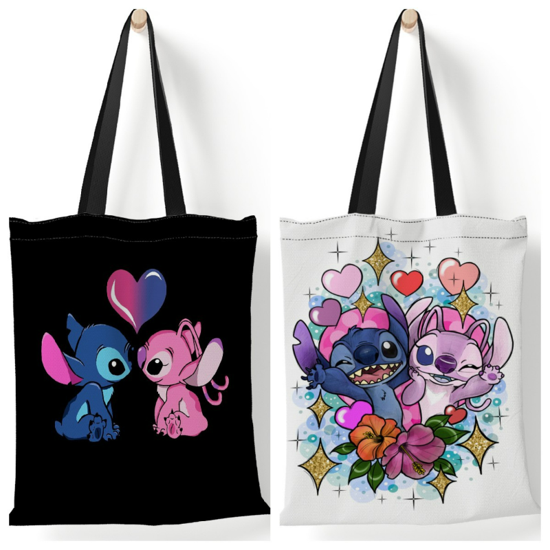 Disney Anime Figure Stitch Tote Bags for Women Canvas Handbags Large Capacity Shopping Bags Lilo & Stitch Girls Gifts 35x40cm